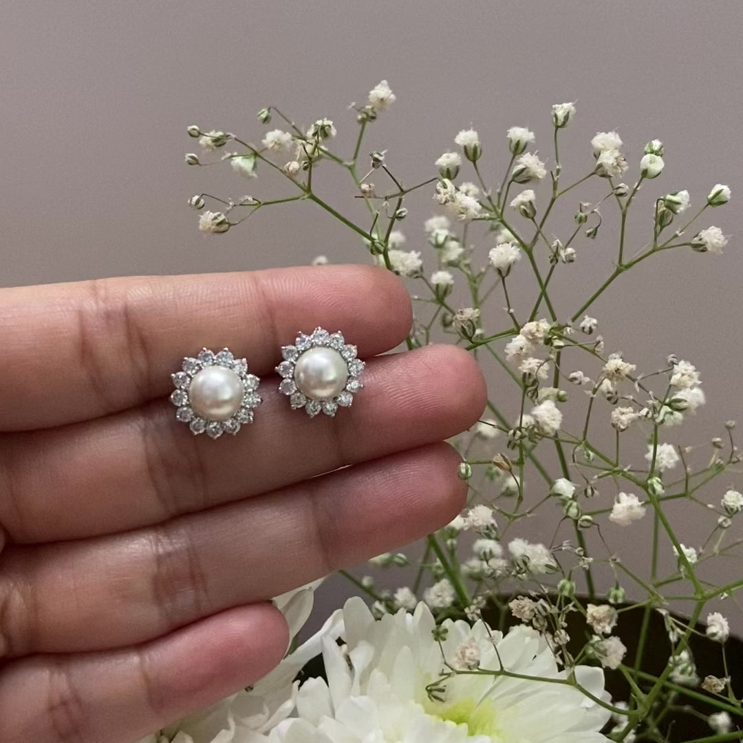 sterling-silver-sunflower-diamond-petal-pearl-stud